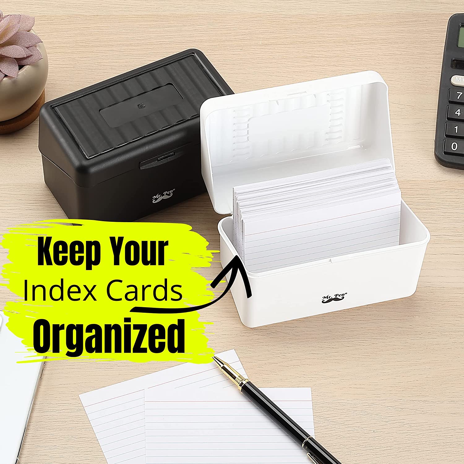 Mr. Pen- Index Card Holder, 2 Pack, 3x5 Index Card Box, Note Card Holder, Flash  Card Box, Index Card Holder Box - Mr. Pen Store